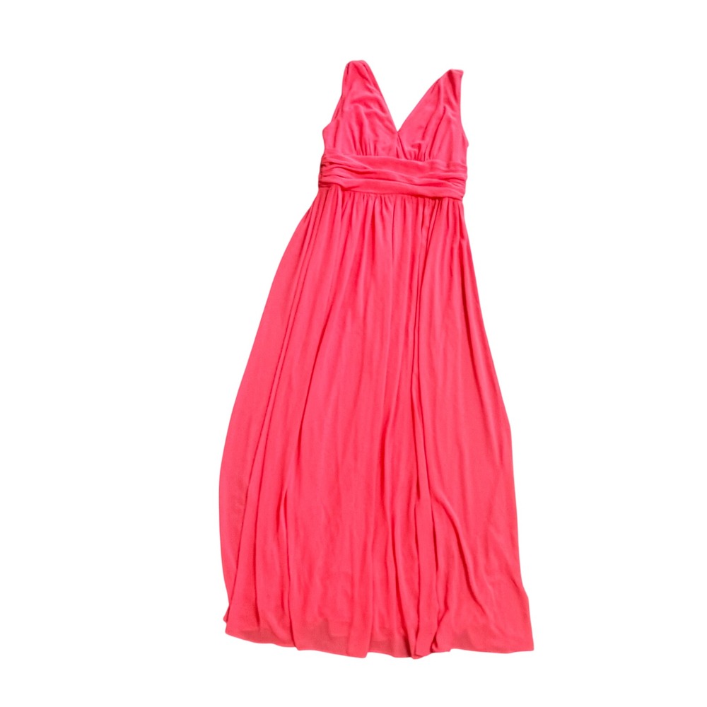Ever Pretty Pink Pleated Empire Waist V-Neck Sleeveless Maxi Dress Gown Size 16
